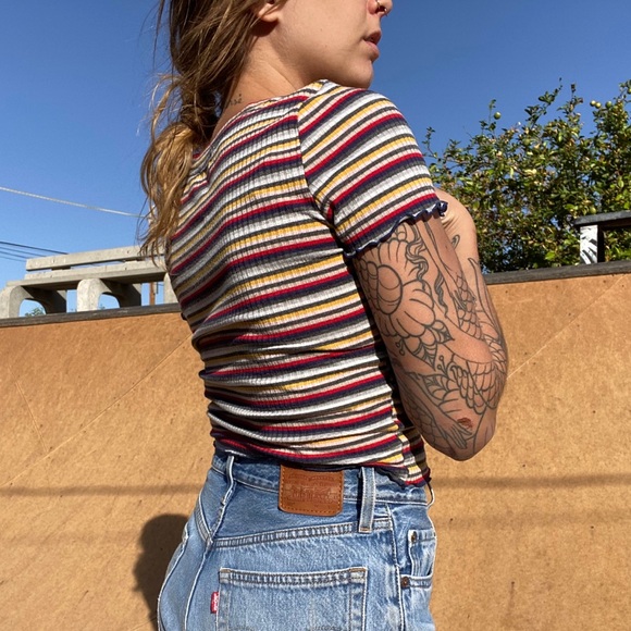 Striped cropped T-shirt by Love J - Picture 3 of 3